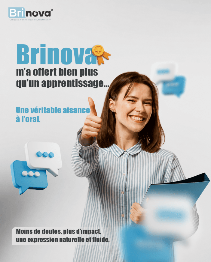 u comprends le français… mais quand il faut parler au travail, tu bloques ? Réunions, clients, collègues… les mots ne sortent pas comme tu veux. Avec Brinova, tu développes une vraie aisance à l’oral. Pas de théorie inutile. Du réel. 📢 Tu veux être plus à l’aise dans ton quotidien pro ?